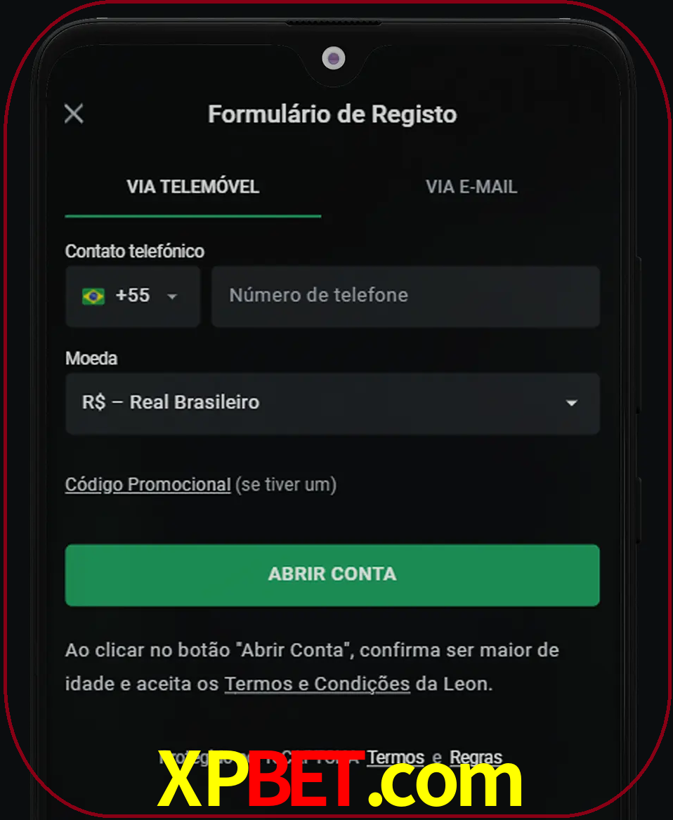 Abra o aplicativo e inicie o processo de registro.